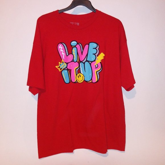 Paid Dues T Shirt Mens Graphic Tee Red Pink Blue Streetwear Live it Up Crew Neck - Picture 1 of 6